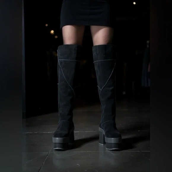 UGG New Heights Platform Xtra Over-the-Knee Black Boots - Picture 3 of 15